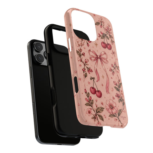 Vintage Cherry Floral Bow Phone Case