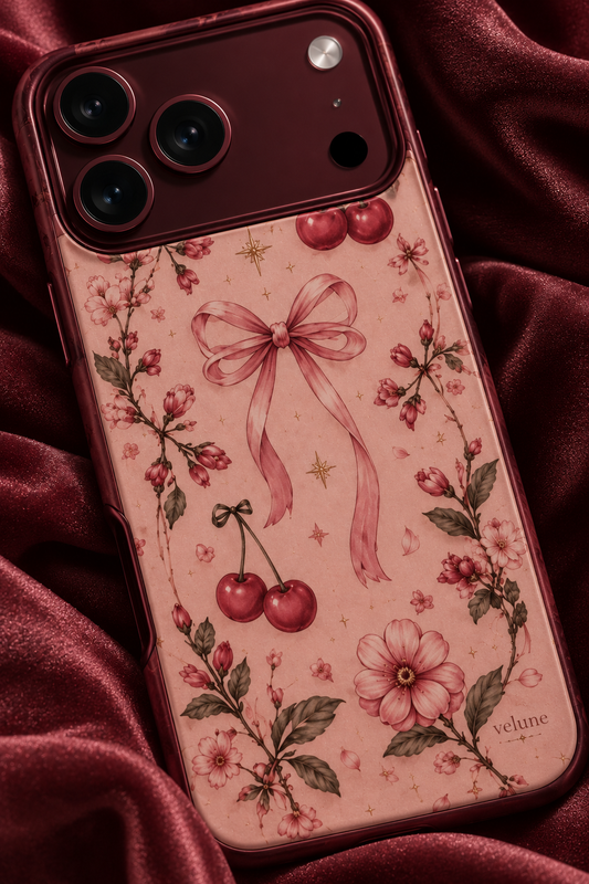 Vintage Cherry Floral Bow Phone Case