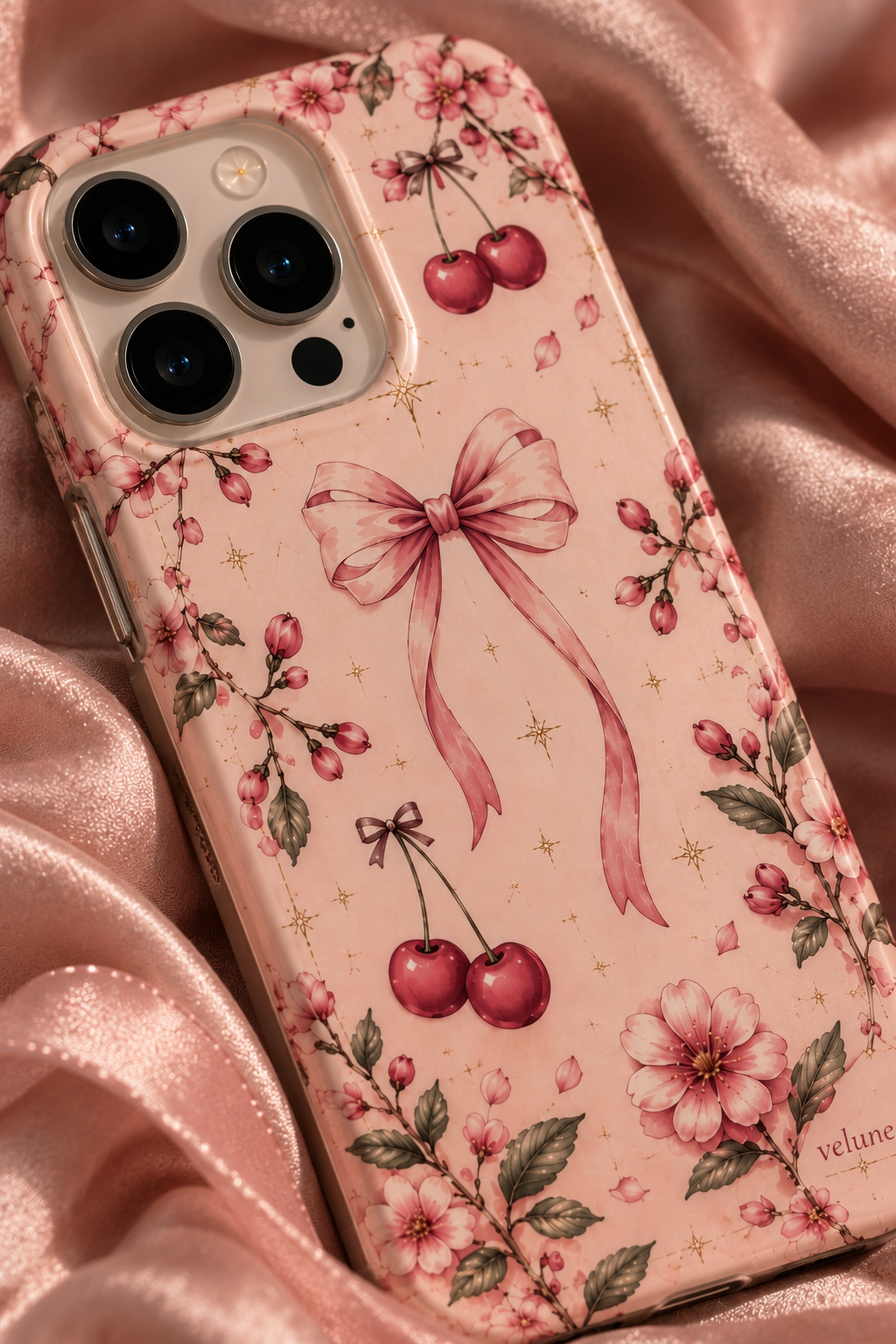 Vintage Cherry Floral Bow Phone Case