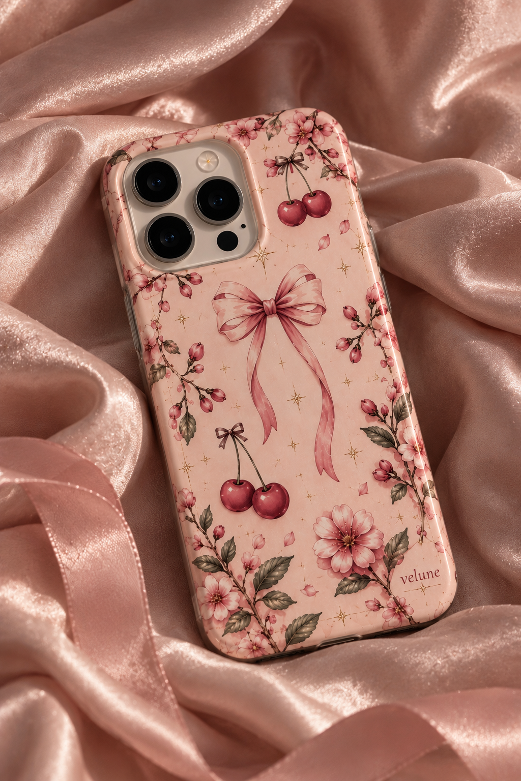 Vintage Cherry Floral Bow Phone Case