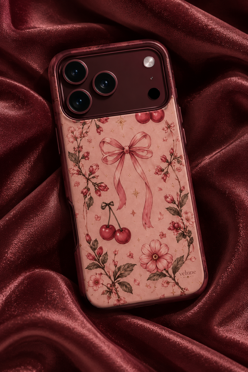 Vintage Cherry Floral Bow Phone Case