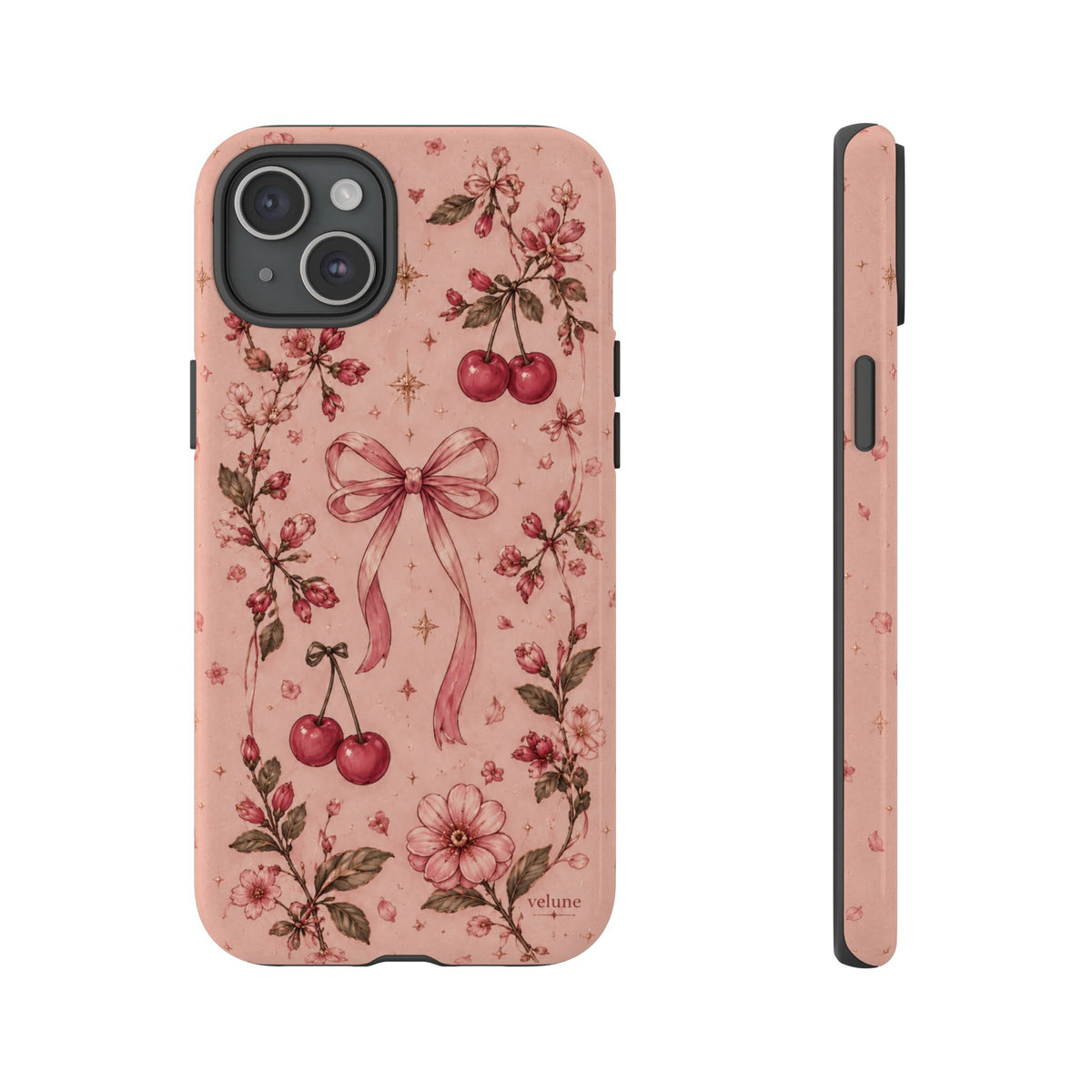 Vintage Cherry Floral Bow Phone Case